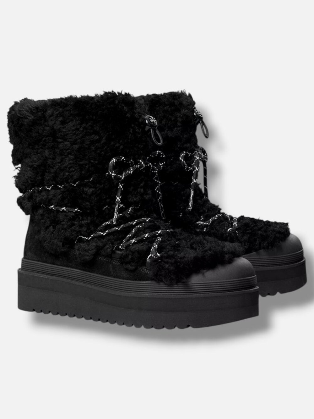 Tory Burch Women's Black Mellow Shearling Embellished Ankle Boots Size 8M